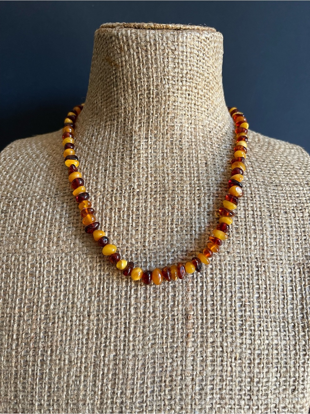 Vintage genuine Amber Bead Necklace - Honey & Cognac Tones